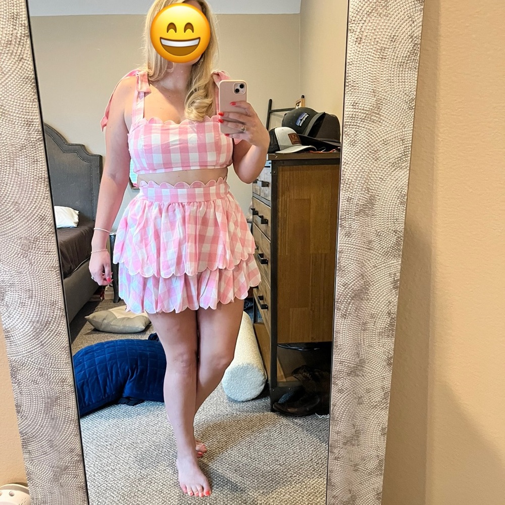 Sweet Tea Scalloped Hem Set, Pink NWT